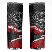 Aotearoa Toitu Te Tiriti Skinny Tumbler Honoring Te Tiriti o Waitangi - Maori Haka LT03 Red - Polynesian Pride