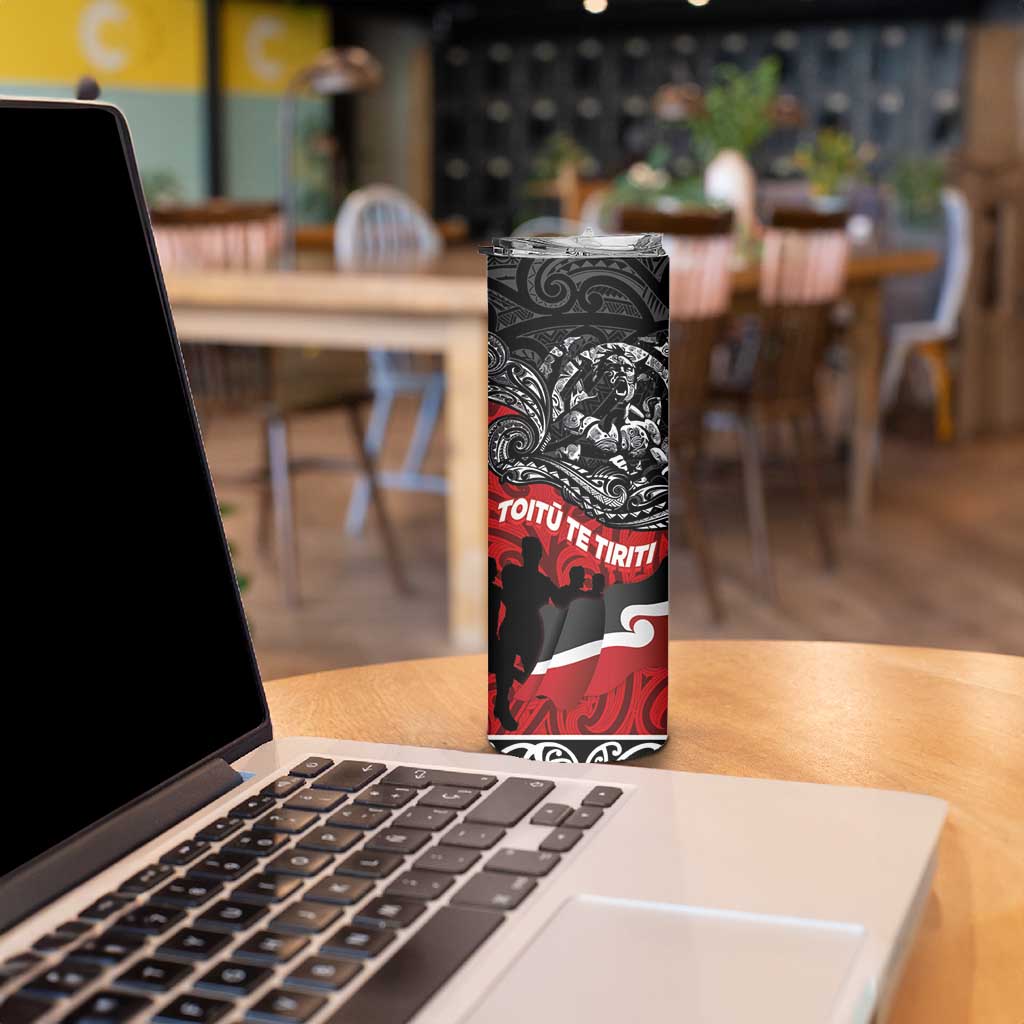 Aotearoa Toitu Te Tiriti Skinny Tumbler Honoring Te Tiriti o Waitangi - Maori Haka LT03 - Polynesian Pride