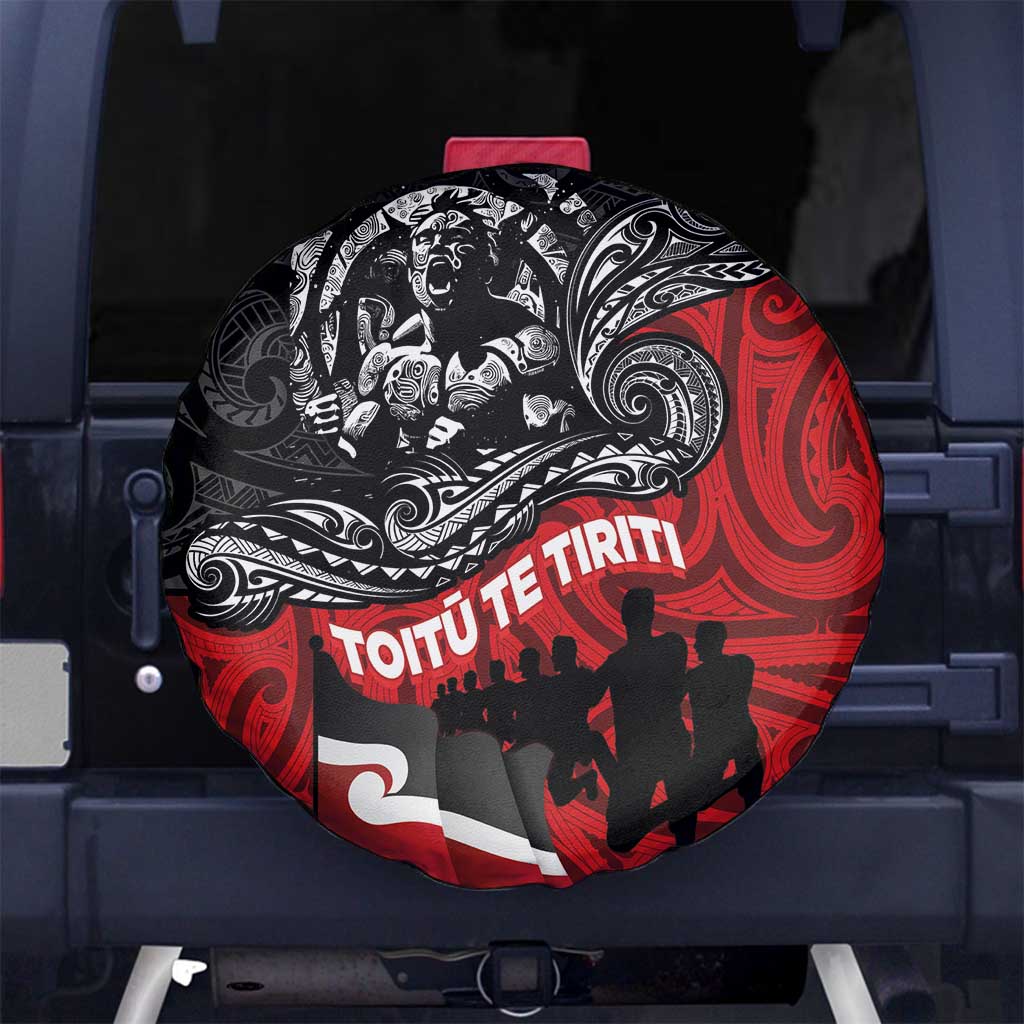 Aotearoa Toitu Te Tiriti Spare Tire Cover Honoring Te Tiriti o Waitangi Maori Haka LT03 - Polynesian Pride