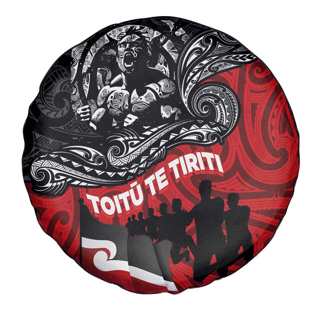 Aotearoa Toitu Te Tiriti Spare Tire Cover Honoring Te Tiriti o Waitangi Maori Haka LT03 - Polynesian Pride