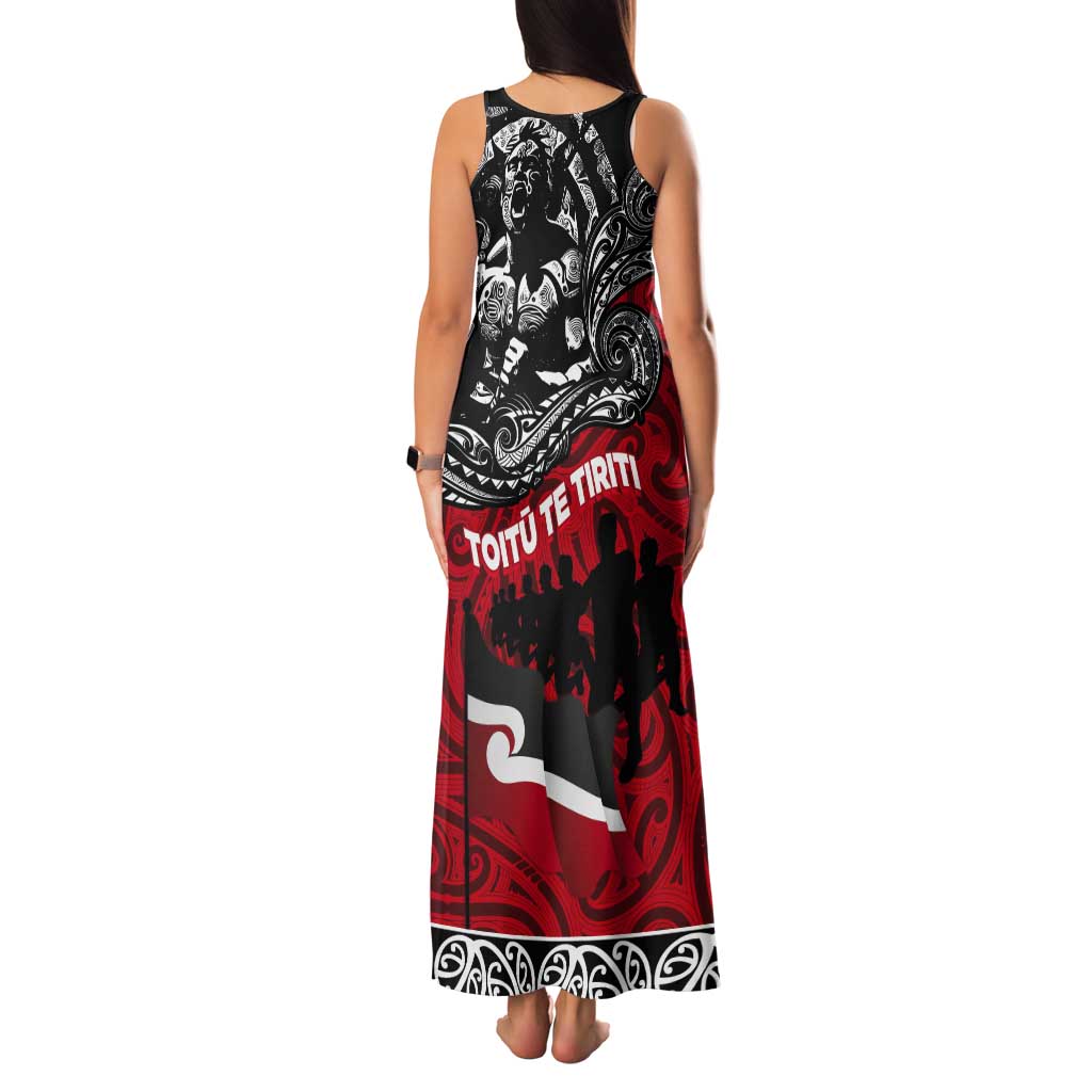 Aotearoa Toitu Te Tiriti Tank Maxi Dress Honoring Te Tiriti o Waitangi Maori Haka LT03 - Polynesian Pride