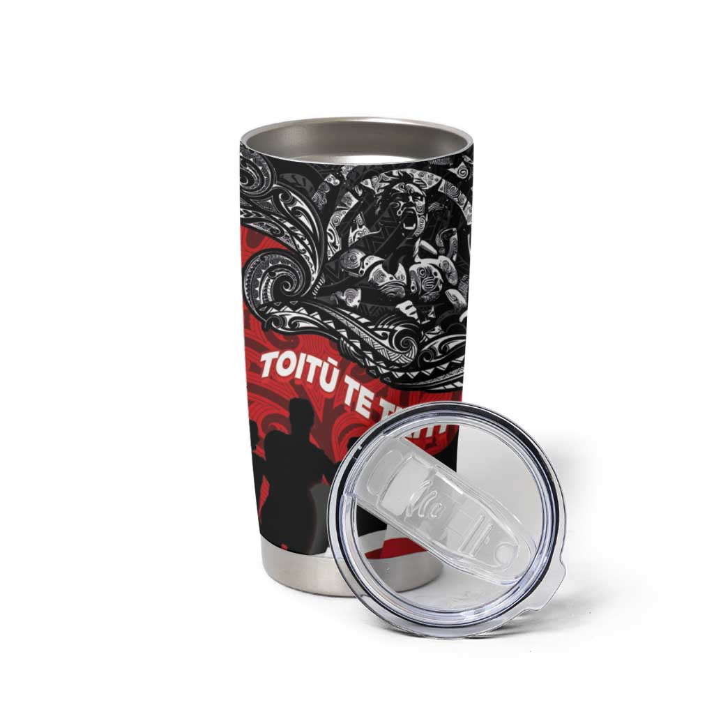 Aotearoa Toitu Te Tiriti Tumbler Cup Honoring Te Tiriti o Waitangi - Maori Haka LT03 - Polynesian Pride