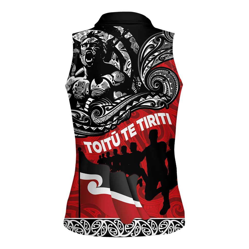 Aotearoa Toitu Te Tiriti Women Sleeveless Polo Shirt Honoring Te Tiriti o Waitangi Maori Haka LT03 - Polynesian Pride