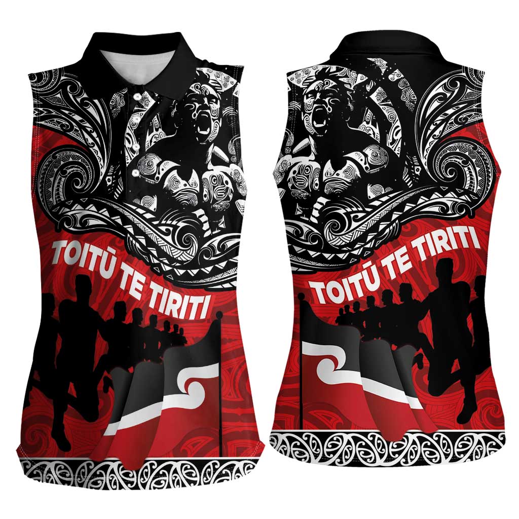 Aotearoa Toitu Te Tiriti Women Sleeveless Polo Shirt Honoring Te Tiriti o Waitangi Maori Haka LT03 - Polynesian Pride