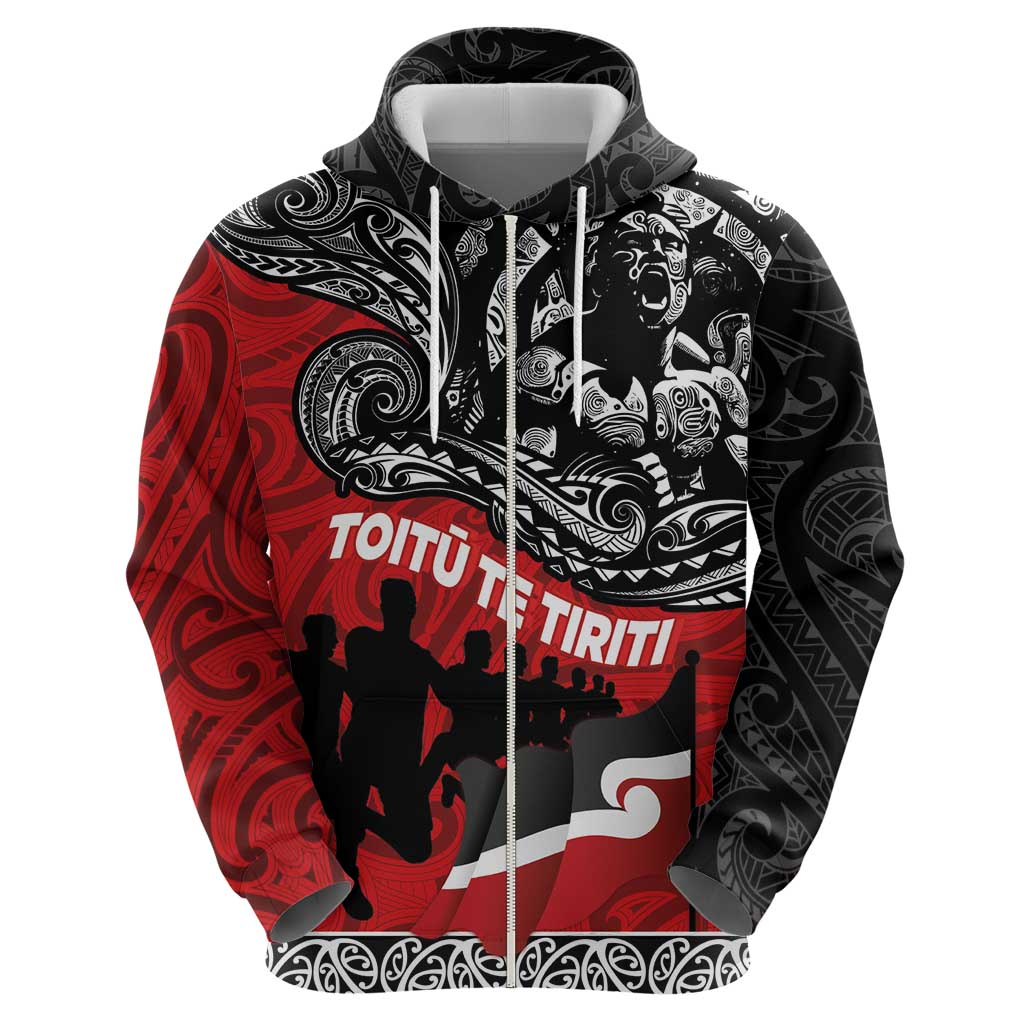 Aotearoa Toitu Te Tiriti Zip Hoodie Honoring Te Tiriti o Waitangi Maori Haka LT03 - Polynesian Pride