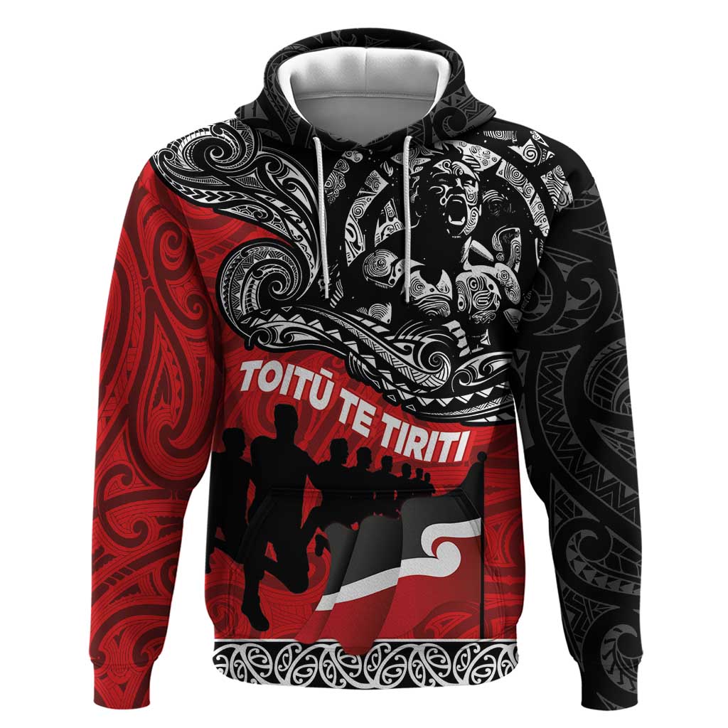 Aotearoa Toitu Te Tiriti Zip Hoodie Honoring Te Tiriti o Waitangi Maori Haka LT03 Pullover Hoodie Red - Polynesian Pride