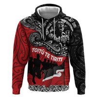 Aotearoa Toitu Te Tiriti Zip Hoodie Honoring Te Tiriti o Waitangi Maori Haka LT03 Pullover Hoodie Red - Polynesian Pride