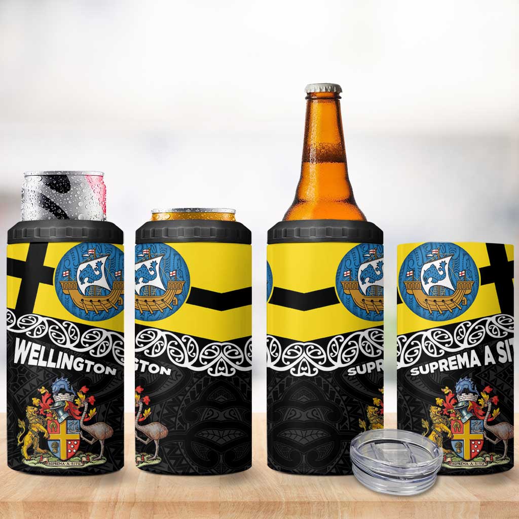 New Zealand Wellington 4 in 1 Can Cooler Tumbler The Capital's Emblems - Flag and Koru Art LT03 - Polynesian Pride