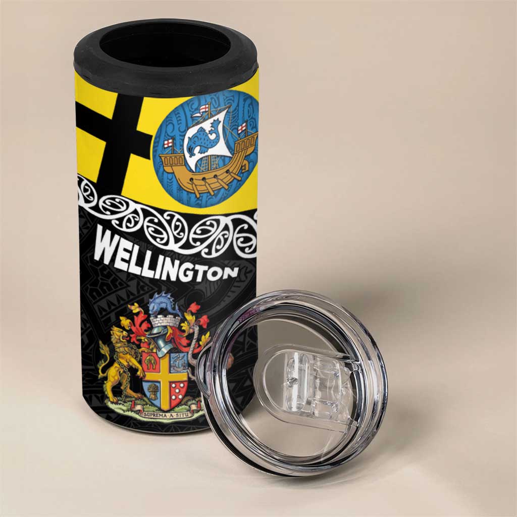 New Zealand Wellington 4 in 1 Can Cooler Tumbler The Capital's Emblems - Flag and Koru Art LT03 - Polynesian Pride