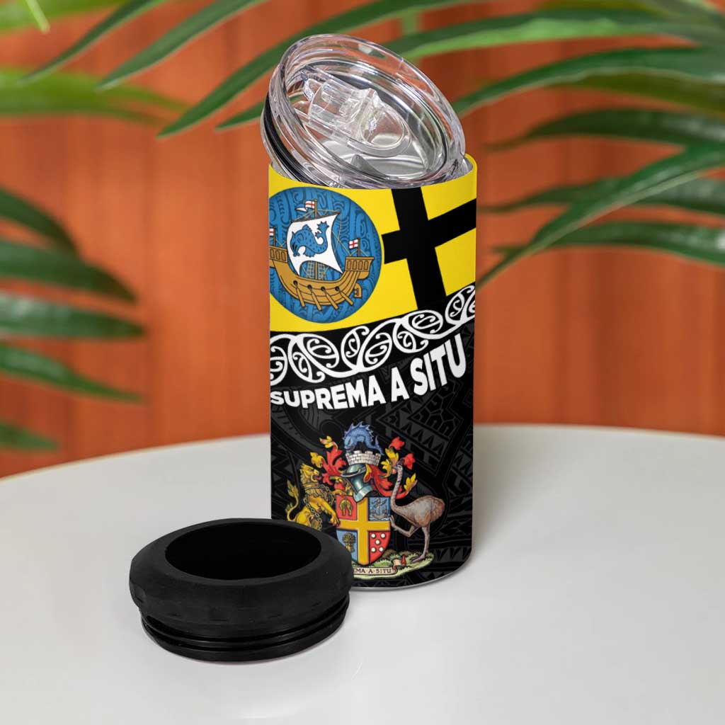 New Zealand Wellington 4 in 1 Can Cooler Tumbler The Capital's Emblems - Flag and Koru Art LT03 - Polynesian Pride