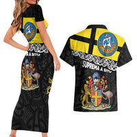 New Zealand Wellington Couples Matching Short Sleeve Bodycon Dress and Hawaiian Shirt The Capital's Emblems Flag and Koru Art LT03 - Polynesian Pride