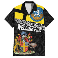 New Zealand Wellington Family Matching Long Sleeve Bodycon Dress and Hawaiian Shirt The Capital's Emblems Flag and Koru Art LT03 Dad's Shirt - Short Sleeve Black - Polynesian Pride