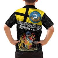 New Zealand Wellington Family Matching Off Shoulder Maxi Dress and Hawaiian Shirt The Capital's Emblems Flag and Koru Art LT03 - Polynesian Pride