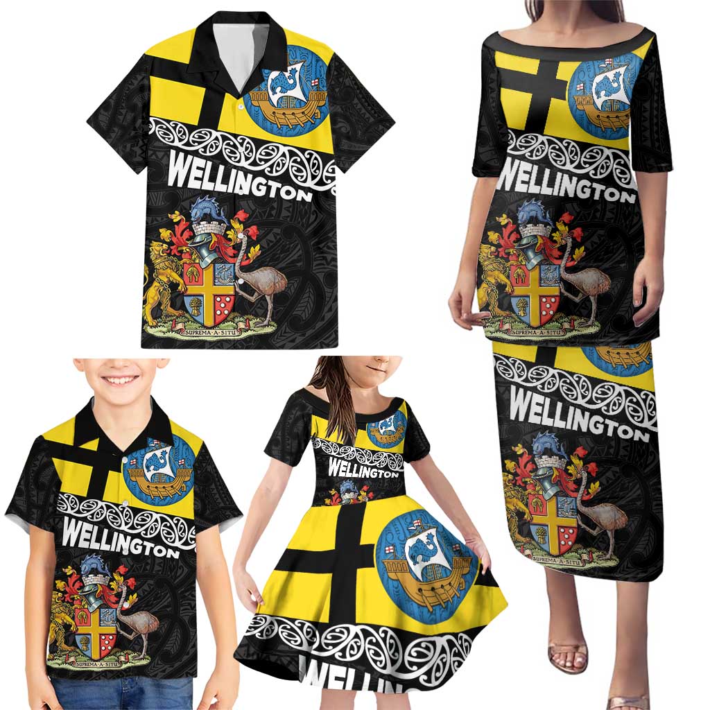 New Zealand Wellington Family Matching Puletasi and Hawaiian Shirt The Capital's Emblems Flag and Koru Art LT03 - Polynesian Pride