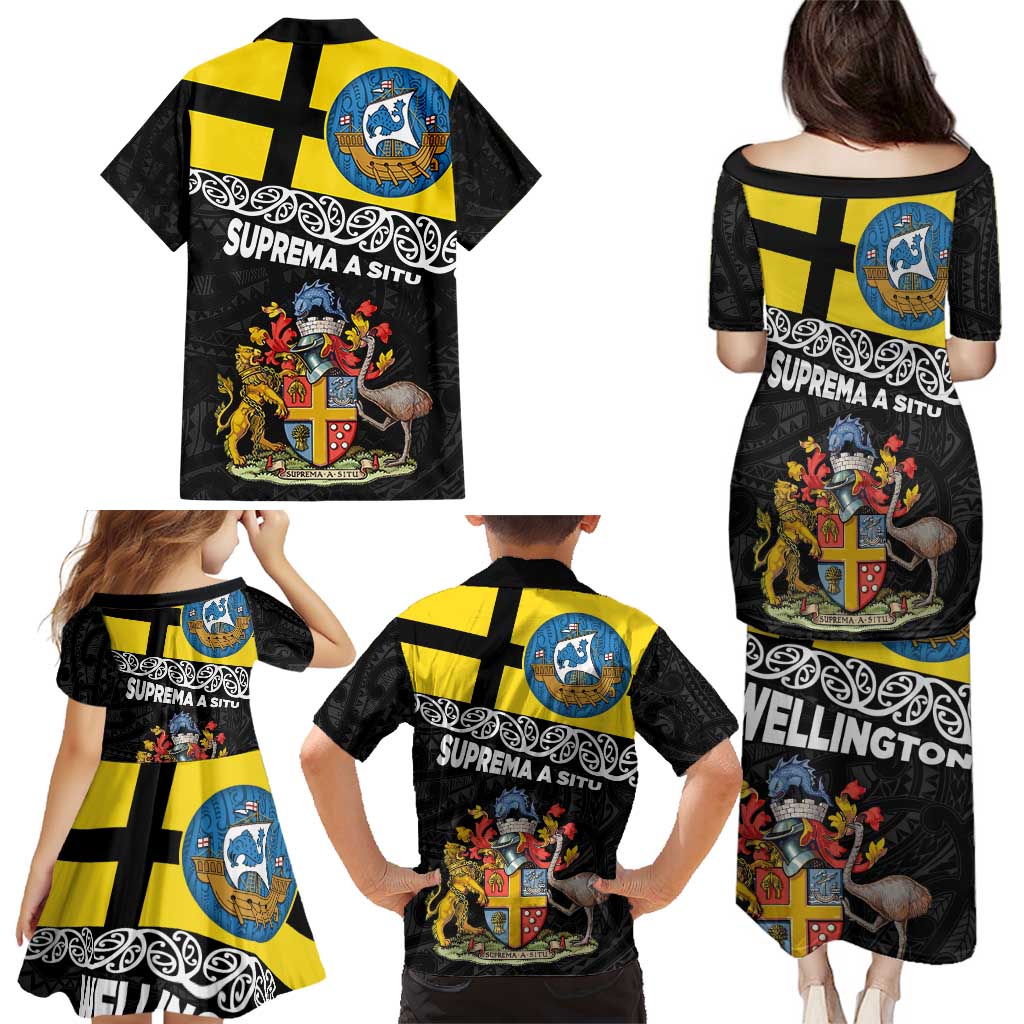 New Zealand Wellington Family Matching Puletasi and Hawaiian Shirt The Capital's Emblems Flag and Koru Art LT03 - Polynesian Pride