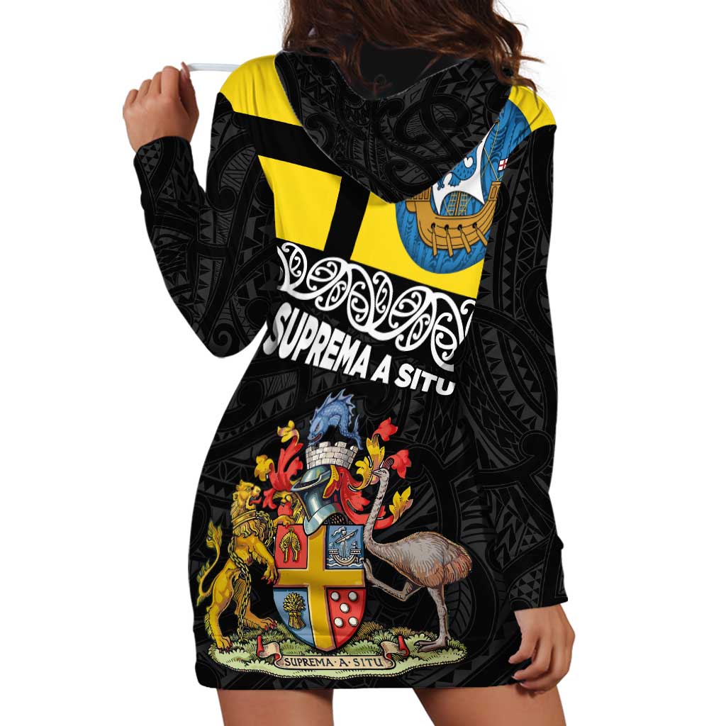 New Zealand Wellington Hoodie Dress The Capital's Emblems Flag and Koru Art LT03 - Polynesian Pride