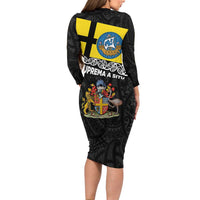 New Zealand Wellington Long Sleeve Bodycon Dress The Capital's Emblems Flag and Koru Art LT03 - Polynesian Pride