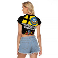 New Zealand Wellington Raglan Cropped T Shirt The Capital's Emblems Flag and Koru Art