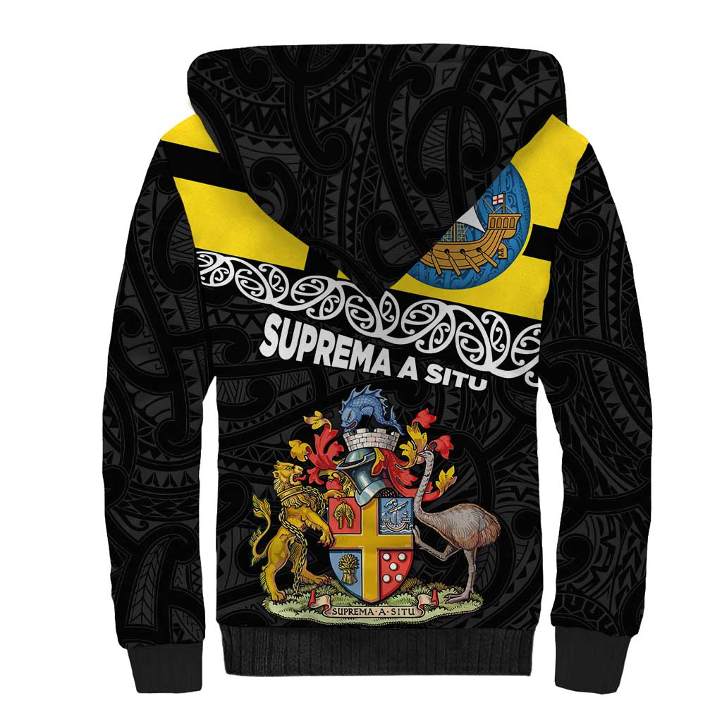 New Zealand Wellington Sherpa Hoodie The Capital's Emblems Flag and Koru Art LT03 - Polynesian Pride