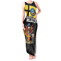 New Zealand Wellington Tank Maxi Dress The Capital's Emblems Flag and Koru Art LT03 Women Black - Polynesian Pride