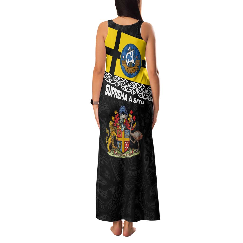 New Zealand Wellington Tank Maxi Dress The Capital's Emblems Flag and Koru Art LT03 - Polynesian Pride