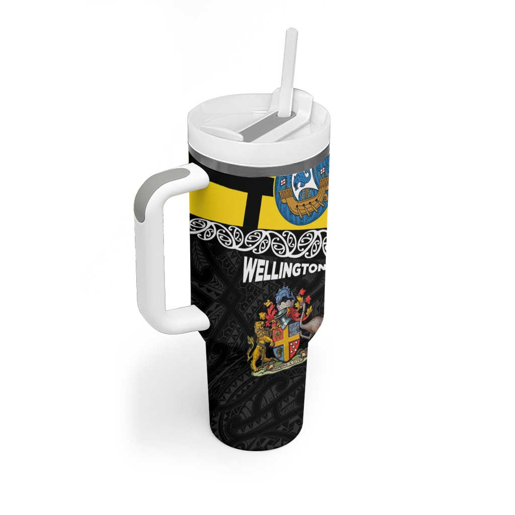 New Zealand Wellington Tumbler With Handle The Capital's Emblems - Flag and Koru Art
