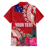 Personalised Samoa Coat Of Arms Family Matching Off Shoulder Long Sleeve Dress and Hawaiian Shirt Tropical Flower Red Polynesian Pattern LT03 - Polynesian Pride