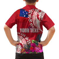 Personalised Samoa Coat Of Arms Family Matching Off Shoulder Short Dress and Hawaiian Shirt Tropical Flower Red Polynesian Pattern LT03 - Polynesian Pride