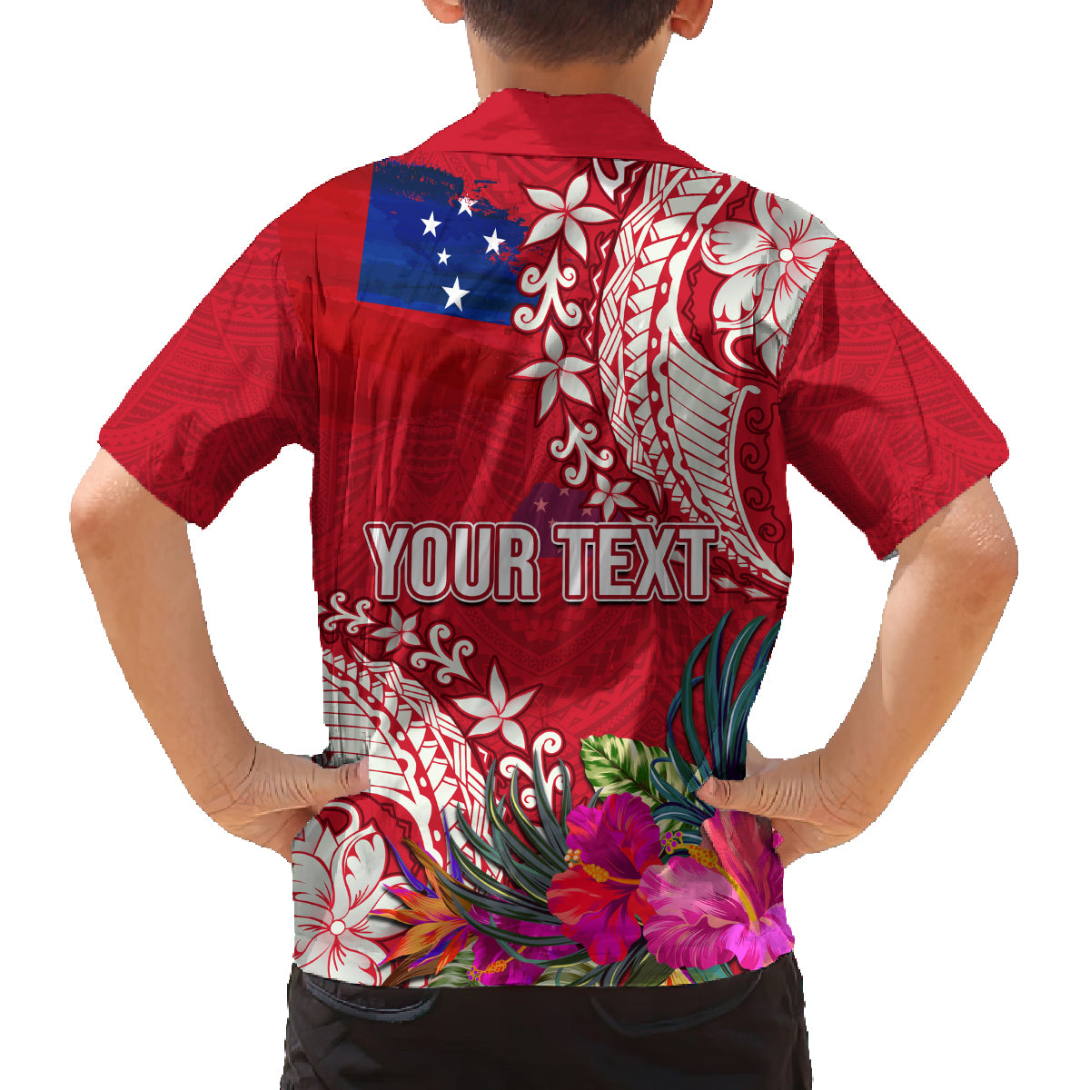 Personalised Samoa Coat Of Arms Family Matching Tank Maxi Dress and Hawaiian Shirt Tropical Flower Red Polynesian Pattern LT03 - Polynesian Pride