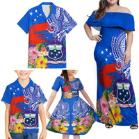 Personalised Samoa Coat Of Arms Family Matching Off Shoulder Maxi Dress and Hawaiian Shirt Hibiscus Polynesian Tattoo Pattern LT03 - Polynesian Pride