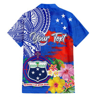 Personalised Samoa Coat Of Arms Hawaiian Shirt Hibiscus Polynesian Tattoo Pattern LT03 - Polynesian Pride