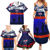 New Zealand and Australia ANZAC Day Family Matching Summer Maxi Dress and Hawaiian Shirt Lest We Forget Red Poppy Flowers and Soldier LT03 - Polynesian Pride