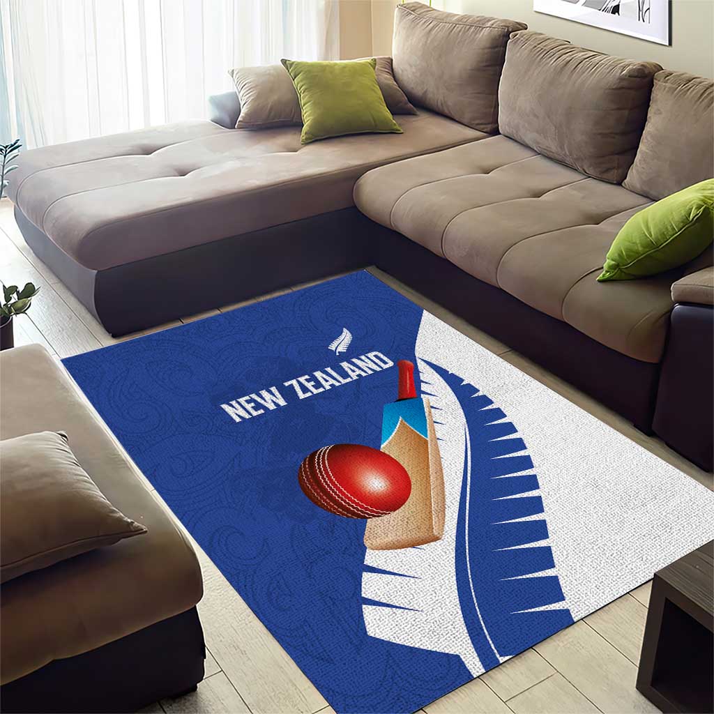 New Zealand Cricket Area Rug Kiwi Birds Haka Dance Blue Fern Sporty Style LT03 - Polynesian Pride