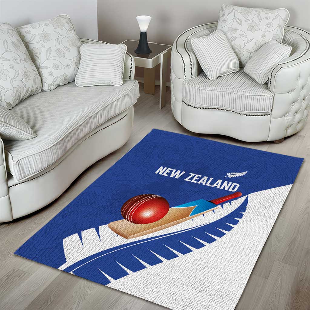 New Zealand Cricket Area Rug Kiwi Birds Haka Dance Blue Fern Sporty Style LT03 - Polynesian Pride