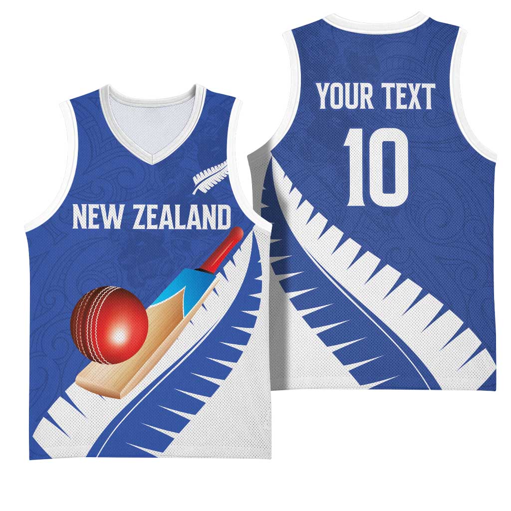 Custom New Zealand Cricket Basketball Jersey Kiwi Birds Haka Dance Blue Fern Sporty Style LT03 - Polynesian Pride