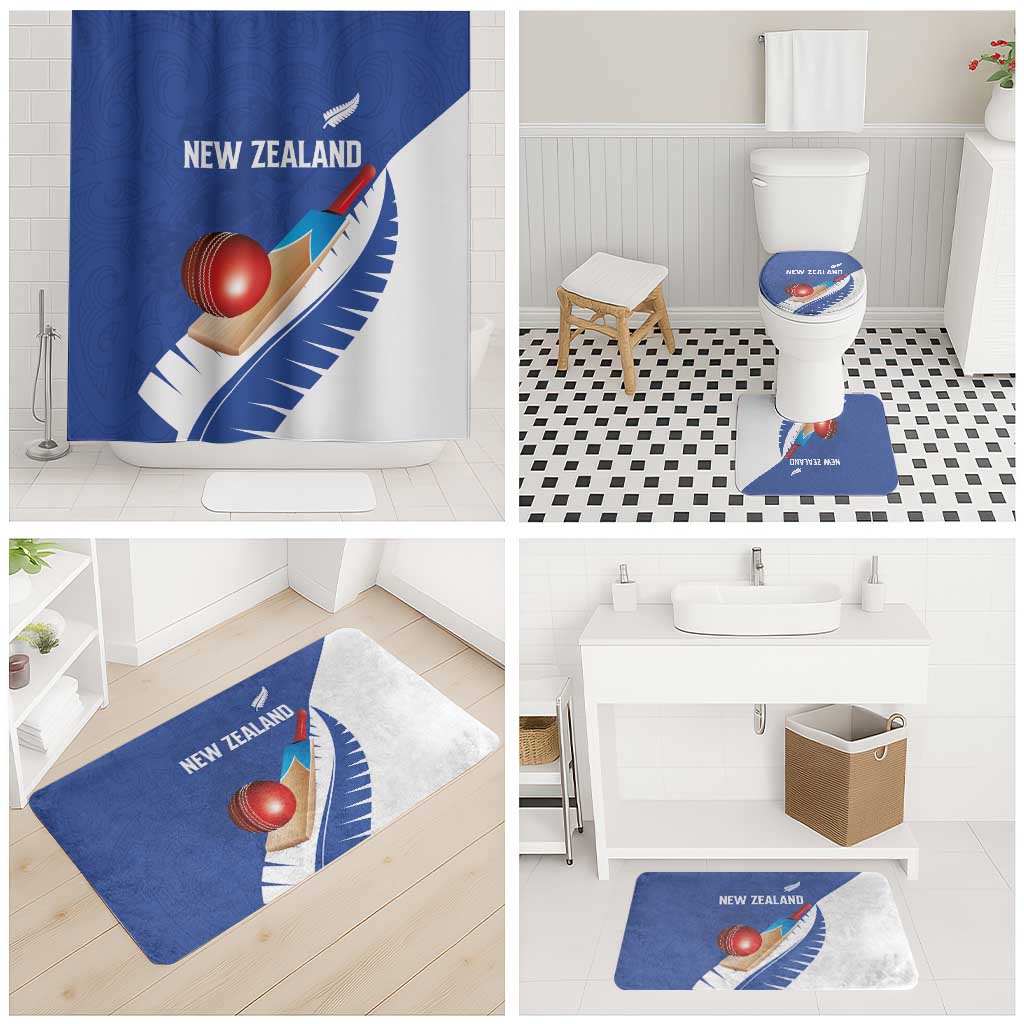 New Zealand Cricket Bathroom Set Kiwi Birds Haka Dance Blue Fern Sporty Style LT03 - Polynesian Pride