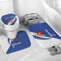 New Zealand Cricket Bathroom Set Kiwi Birds Haka Dance Blue Fern Sporty Style LT03 Mat Set Only (3 pcs) One Size Blue - Polynesian Pride