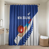 New Zealand Cricket Bathroom Set Kiwi Birds Haka Dance Blue Fern Sporty Style LT03 Shower Curtain Only Blue - Polynesian Pride