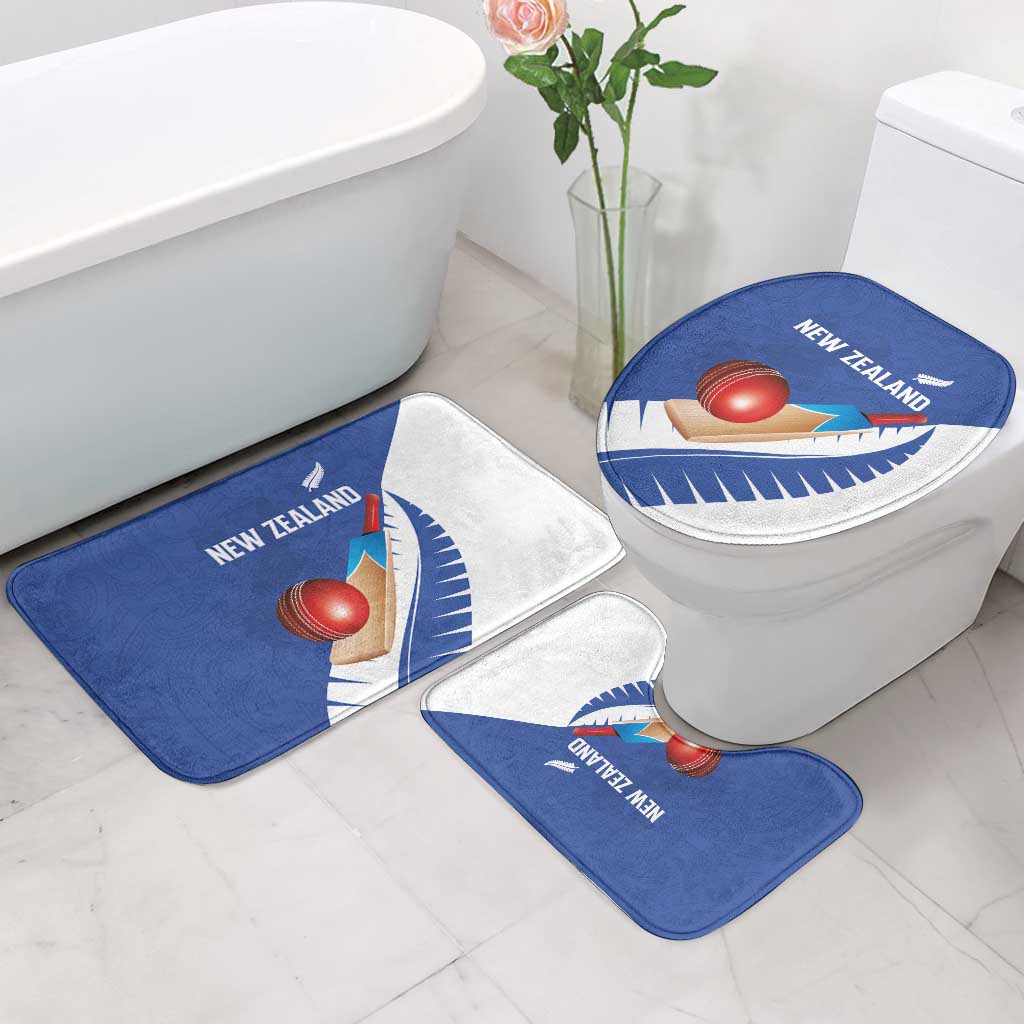 New Zealand Cricket Bathroom Set Kiwi Birds Haka Dance Blue Fern Sporty Style LT03 - Polynesian Pride