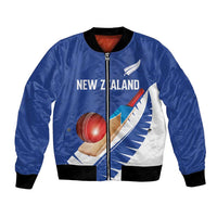 Custom New Zealand Cricket Bomber Jacket Kiwi Birds Haka Dance Blue Fern Sporty Style LT03 Unisex Blue - Polynesian Pride