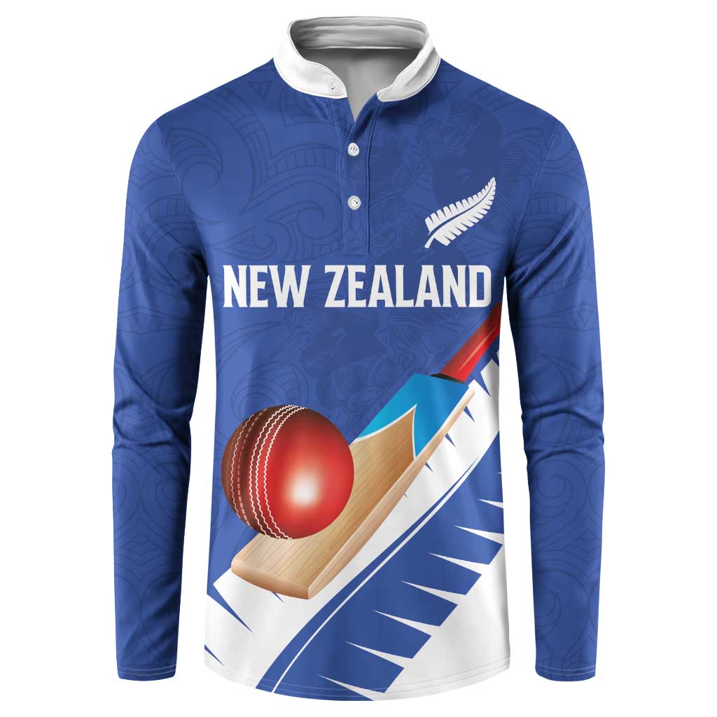 Custom New Zealand Cricket Button Sweatshirt Kiwi Birds Haka Dance Blue Fern Sporty Style LT03 Blue - Polynesian Pride