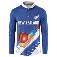 Custom New Zealand Cricket Button Sweatshirt Kiwi Birds Haka Dance Blue Fern Sporty Style LT03 Blue - Polynesian Pride