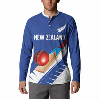 Custom New Zealand Cricket Button Sweatshirt Kiwi Birds Haka Dance Blue Fern Sporty Style LT03 - Polynesian Pride