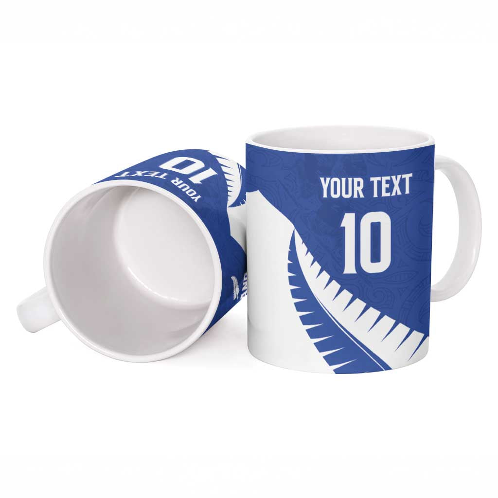 Custom New Zealand Cricket Ceramic Mug Kiwi Birds Haka Dance Blue Fern Sporty Style LT03 - Polynesian Pride