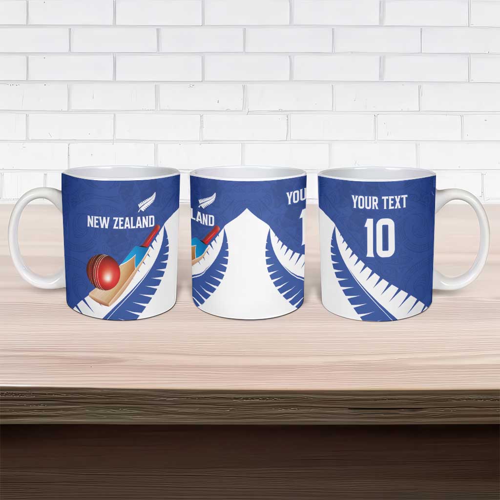 Custom New Zealand Cricket Ceramic Mug Kiwi Birds Haka Dance Blue Fern Sporty Style LT03 - Polynesian Pride
