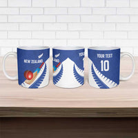 Custom New Zealand Cricket Ceramic Mug Kiwi Birds Haka Dance Blue Fern Sporty Style LT03 - Polynesian Pride