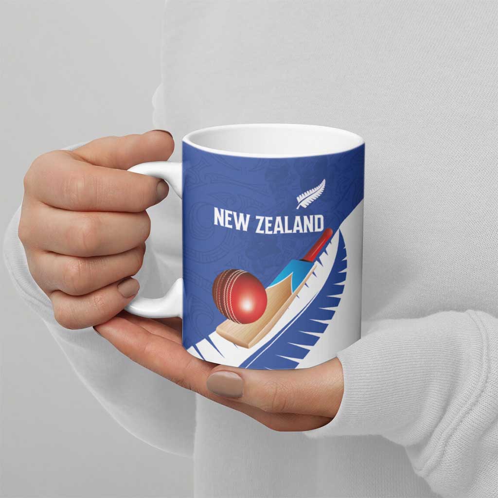 Custom New Zealand Cricket Ceramic Mug Kiwi Birds Haka Dance Blue Fern Sporty Style LT03 - Polynesian Pride