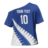 Custom New Zealand Cricket Cross Shoulder Shirt Kiwi Birds Haka Dance Blue Fern Sporty Style LT03 - Polynesian Pride