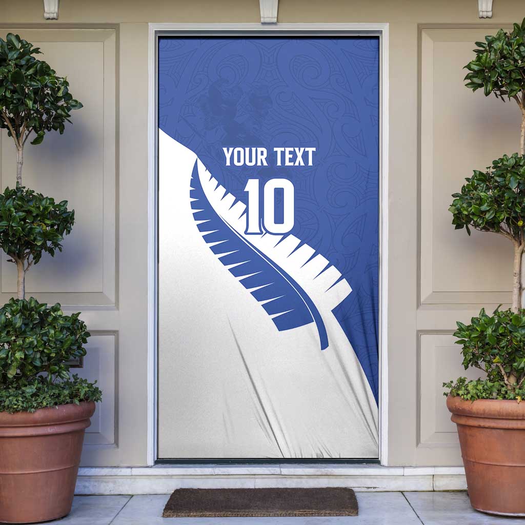 Custom New Zealand Cricket Door Cover Kiwi Birds Haka Dance Blue Fern Sporty Style LT03 Blue - Polynesian Pride