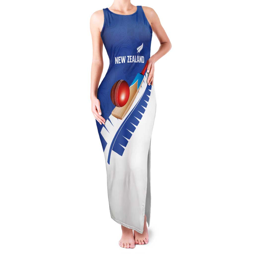 Custom New Zealand Cricket Family Matching Tank Maxi Dress and Hawaiian Shirt Kiwi Birds Haka Dance Blue Fern Sporty Style LT03 Mom's Dress Blue - Polynesian Pride